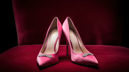 velvet pink high heelsの素材