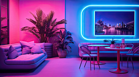 trendy blue and pink neonの素材