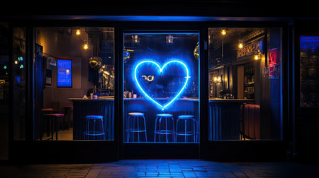 sign blue neon lightsの素材