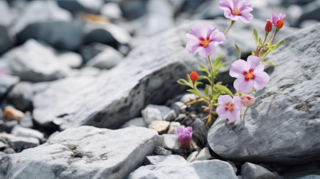 flowers gray rock backgroundの素材
