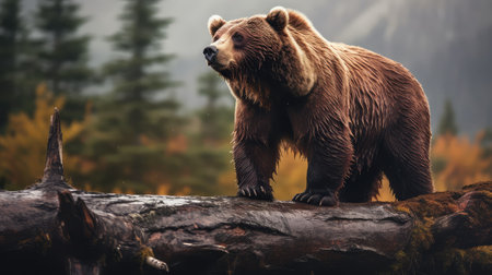 towering brown bear alaskaの素材