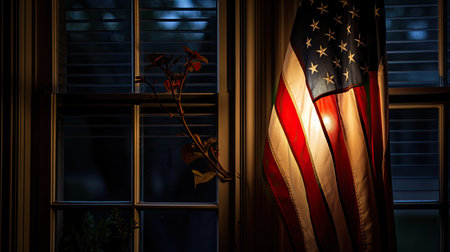 window american flag light illustration home warmth, comfort colors, details photograph window american flag lightの素材