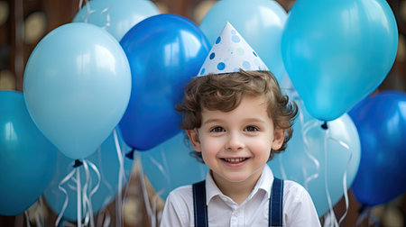 child happy birthday blueの素材