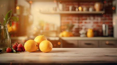 wooden blurred kitchen interior designの素材