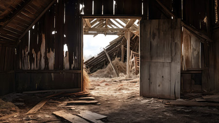 peeling old barn interiorの素材