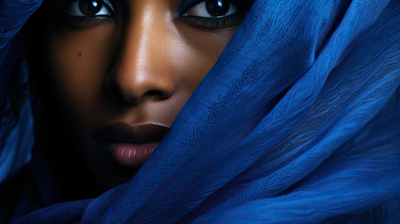 photograph black woman blueの素材