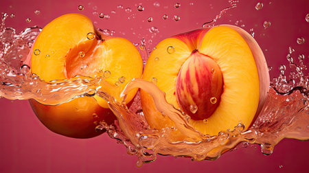 vibrant juicy peach fruitの素材
