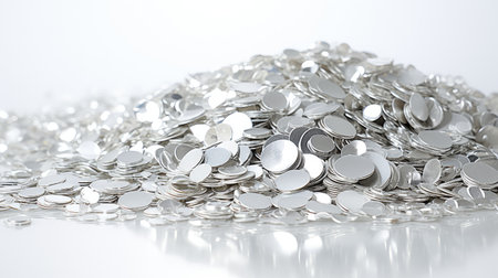 close silver confetti white backgroundの素材