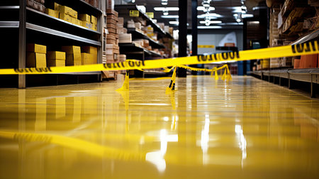 supermarket yellow and black warningの素材