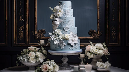 tiered dusty blue floralの素材