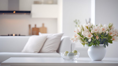 cozy blurred white home interiorの素材