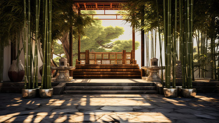 manicured chinese bamboo treesの素材