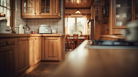 vintage blurred home interior kitchenの素材