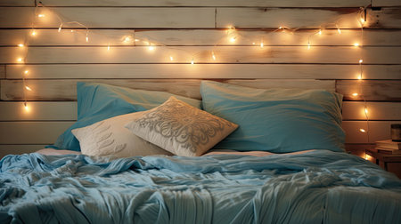 headboard blue string lightsの素材