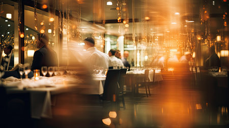 romantic blurred interior restaurantの素材