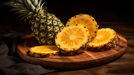 sliced whole pineapple fruitの素材