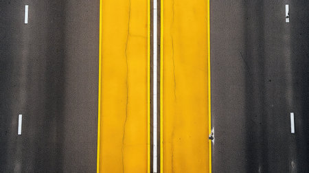 view road yellow linesの素材