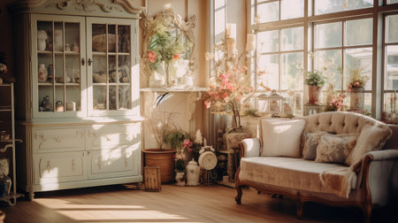 vintage blurred showcase home interiorの素材