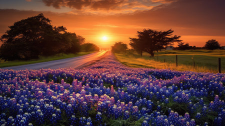 golden blue bonnet roadの素材