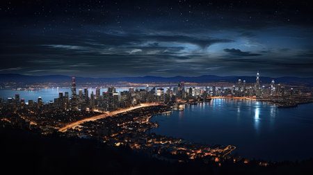 panorama city lights nightの素材