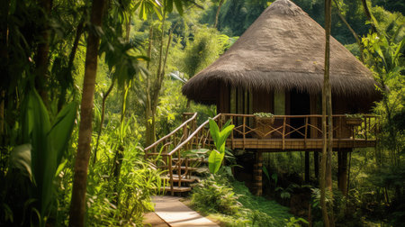 green bamboo hutの素材