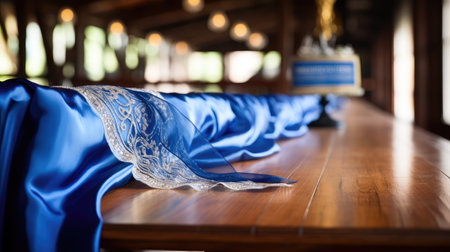 wooden blue ribbon bannerの素材