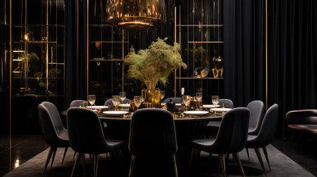gold blurred interior design blackの素材