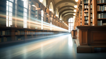 library blurred empty interiorの素材