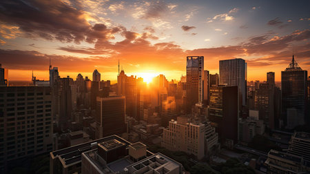 cityscape sunrays sun setの素材