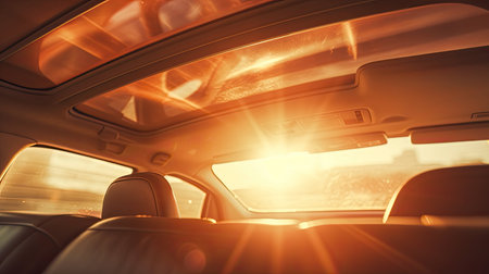 streaming blurred car interior sunの素材