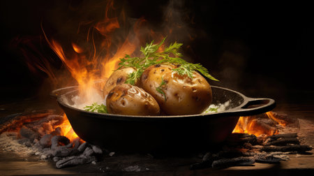 skillet old potato vegetableの素材