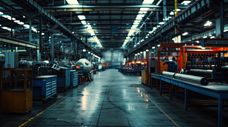 lit blurred factory interiorの素材