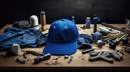 table blue hat templateの素材