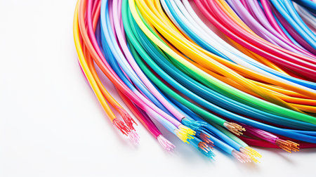 bundle fiber optic cable white backgroundの素材