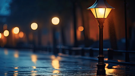 streetlamp dark blurred backgroundの素材