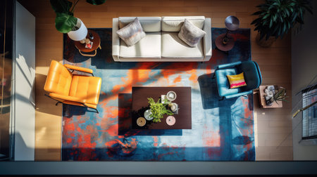 stylish blurred interior design icons top viewの素材