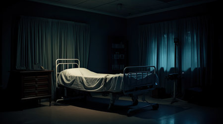 room empty bed medical darkの素材