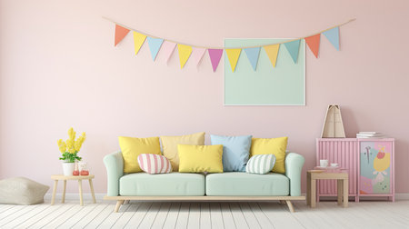 children pastel bannerの素材