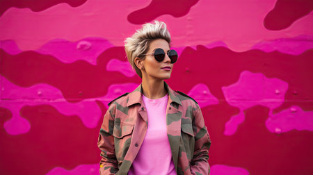 chic camouflage pinkの素材