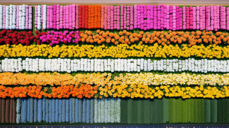 drone scenery flower farmの素材