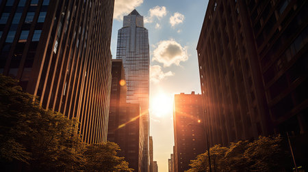 skyscraper flare sunの素材