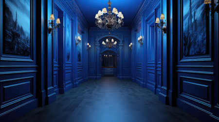 mansion blue hallwayの素材