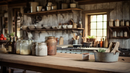 vintage blurred farm house interiorの素材