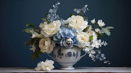 flowers dusty blue floralの素材