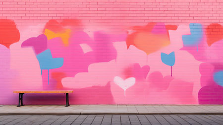mural pink bricksの素材