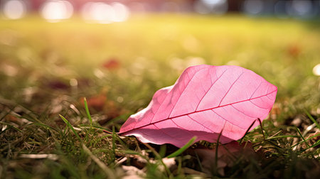 closeup pink fall leavesの素材