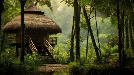 lush bamboo hutの素材