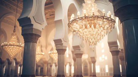 serene blurred mosque interiorの素材