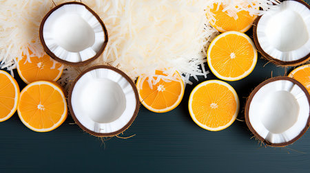 citrus fruit coconut backgroundの素材