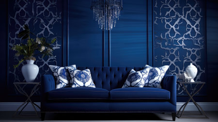 living navy blue patternの素材